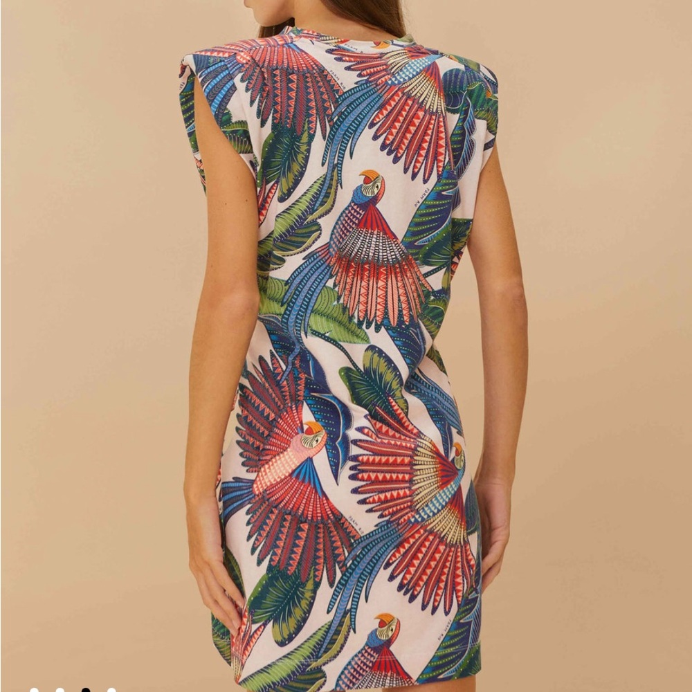 FARM Rio White Tropical Parrot Print Dress with Red, Blue & Green Accents - Picture 4 of 5